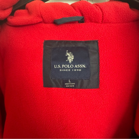 USPA polar fleece men’s Large classic navy jacket Preowned With Flews - Picture 12 of 14